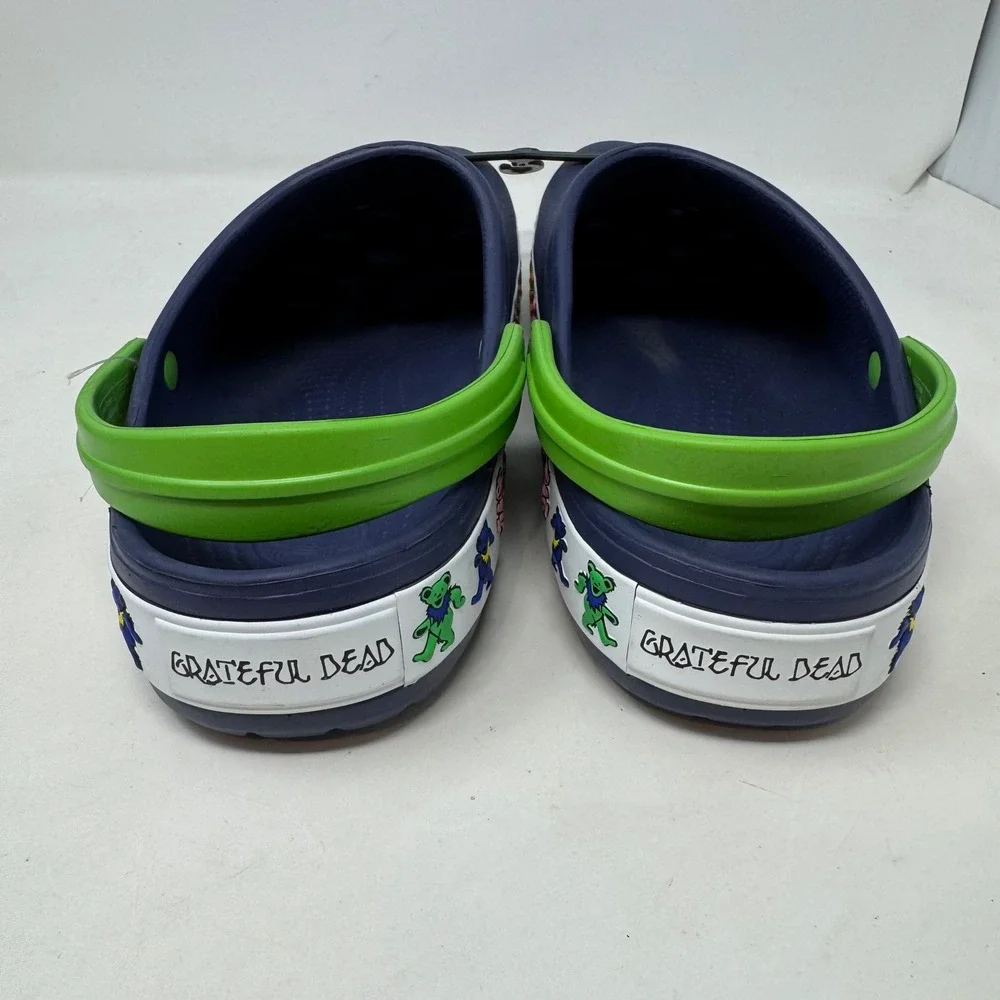 Crocs Grateful Dead 50th Anniversary Clogs Mens 12 Navy Blue Green‎ Dancing Bear